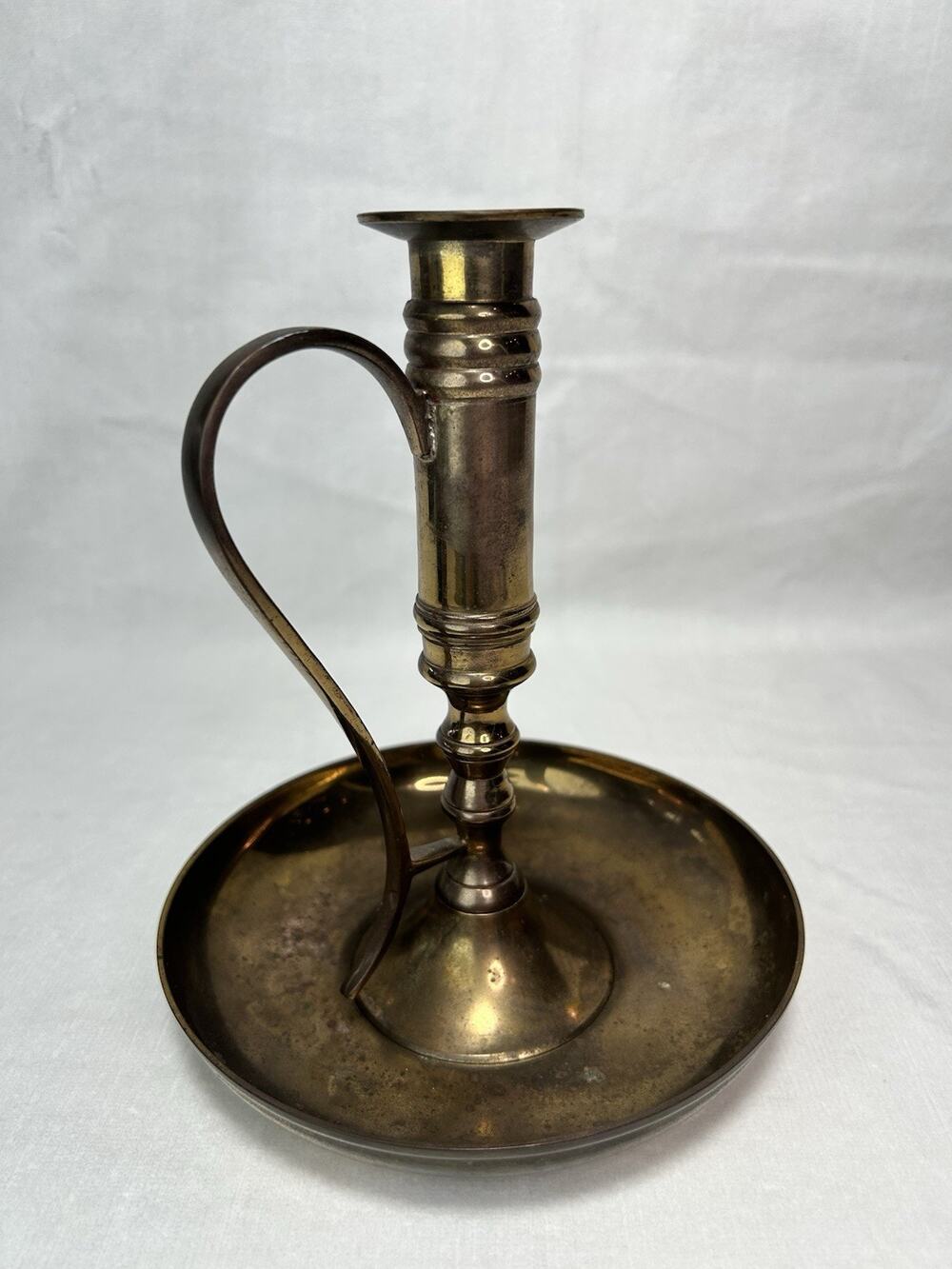 Vintage Brass Chamberstick Candle Holder With Handle